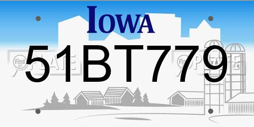51BT779 Iowa License Plate