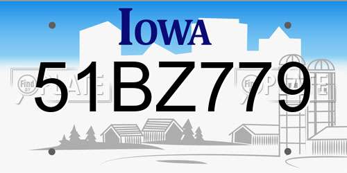 51BZ779 Iowa License Plate