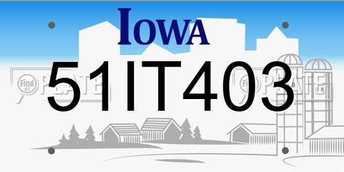 51IT403 Iowa License Plate
