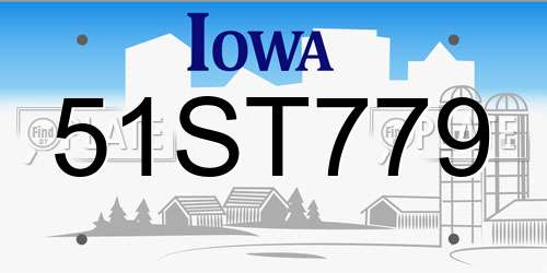 51ST779 Iowa License Plate