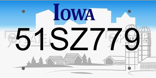 51SZ779 Iowa License Plate