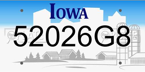 52026G8 Iowa License Plate