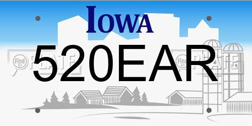 520EAR Iowa License Plate