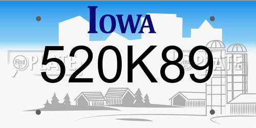 520K89 Iowa License Plate
