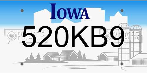 520KB9 Iowa License Plate