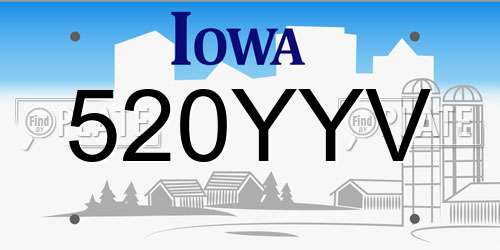 520YYV Iowa License Plate