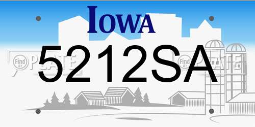 5212SA Iowa License Plate