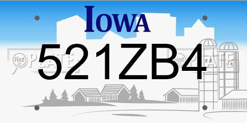 521ZB4 Iowa License Plate
