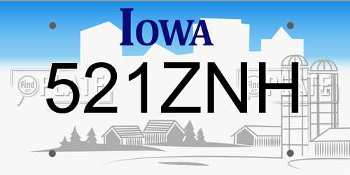 521ZNH Iowa License Plate