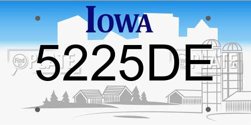 5225DE Iowa License Plate