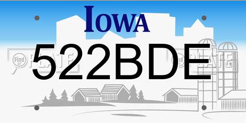 522BDE Iowa License Plate
