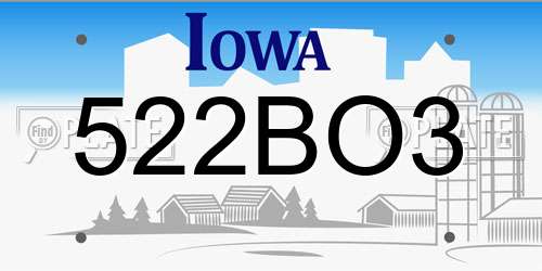 522BO3 Iowa License Plate