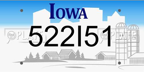 522I51 Iowa License Plate