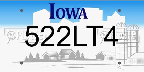 522LT4 Iowa License Plate