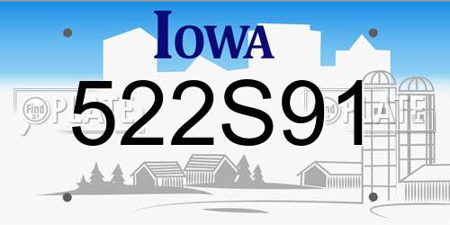 522S91 Iowa License Plate