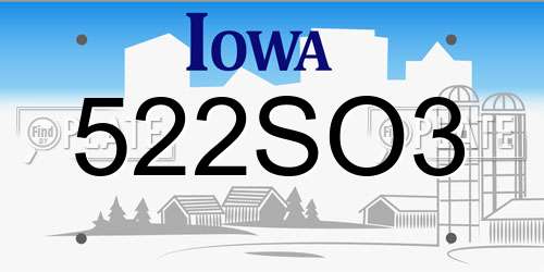 522SO3 Iowa License Plate