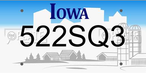 522SQ3 Iowa License Plate
