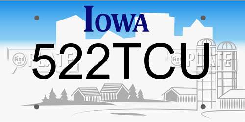 522TCU Iowa License Plate