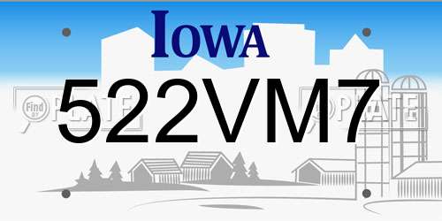 522VM7 Iowa License Plate