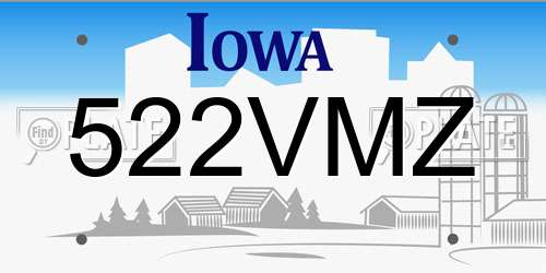 522VMZ Iowa License Plate