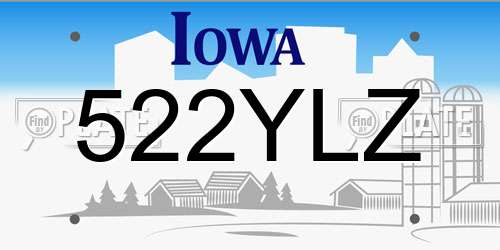 522YLZ Iowa License Plate