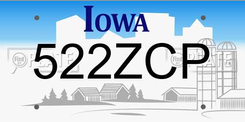 522ZCP Iowa License Plate