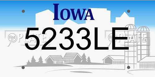 5233LE Iowa License Plate