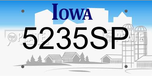 5235SP Iowa License Plate