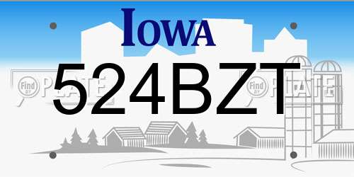 524BZT Iowa License Plate