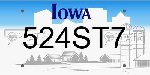 524ST7 Iowa License Plate