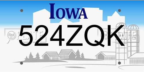 524ZQK Iowa License Plate