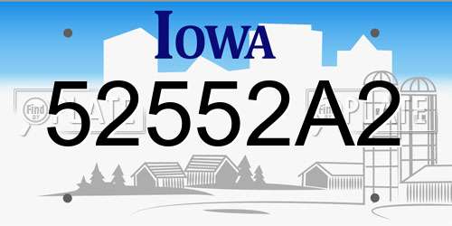 52552A2 Iowa License Plate