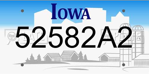 52582A2 Iowa License Plate