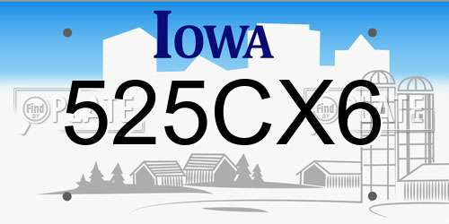 525CX6 Iowa License Plate