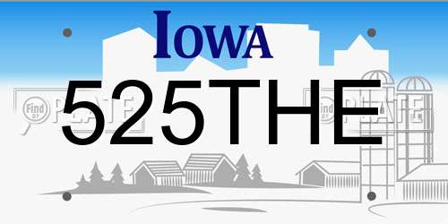 525THE Iowa License Plate