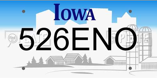 526ENO Iowa License Plate