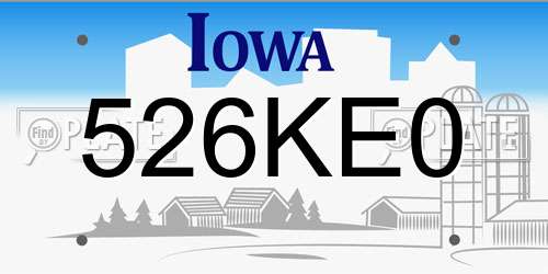526KE0 Iowa License Plate