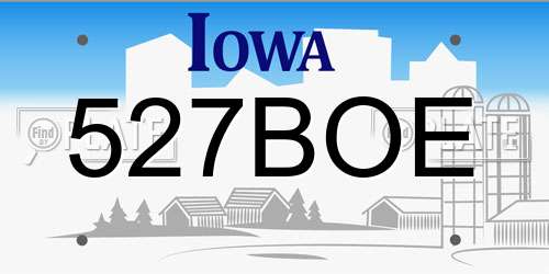 527BOE Iowa License Plate