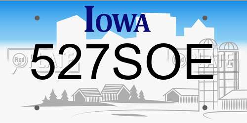 527SOE Iowa License Plate