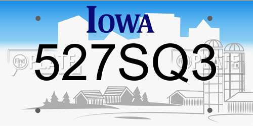 527SQ3 Iowa License Plate