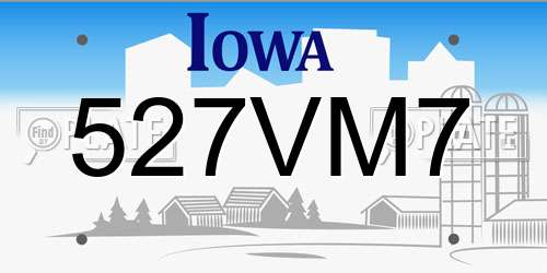 527VM7 Iowa License Plate