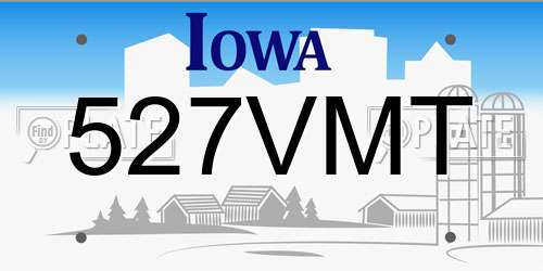527VMT Iowa License Plate