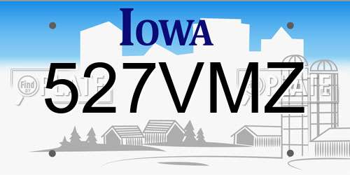527VMZ Iowa License Plate