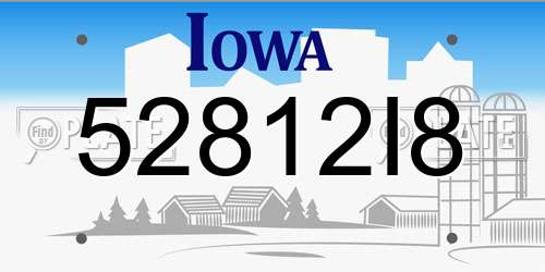 52812I8 Iowa License Plate
