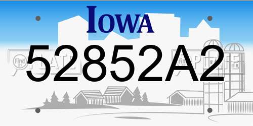 52852A2 Iowa License Plate