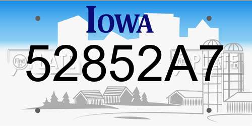 52852A7 Iowa License Plate