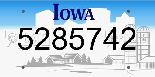 5285742 Iowa License Plate