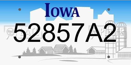 52857A2 Iowa License Plate