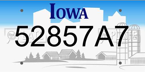 52857A7 Iowa License Plate