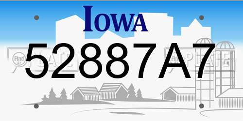 52887A7 Iowa License Plate